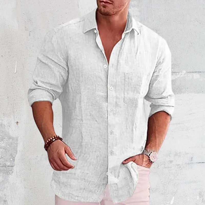 Men's linen solid color shirts